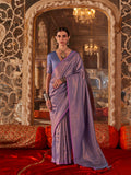 Purple Handloom Weaving Silk Saree With Blouse Piece