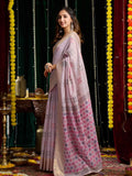 Lavender Soft Spun Cotton & Jari Border With Zhallar Saree With Blouse Piece