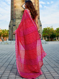 pink Georgette Embellished Saree With Blouse Piece