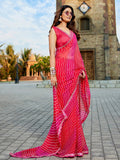 pink Georgette Embellished Saree With Blouse Piece