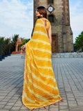 Yellow Georgette Embellished Saree With Blouse Piece