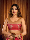 Orange Soft Tissue Contrast Border With Zhallar Saree With Blouse Piece