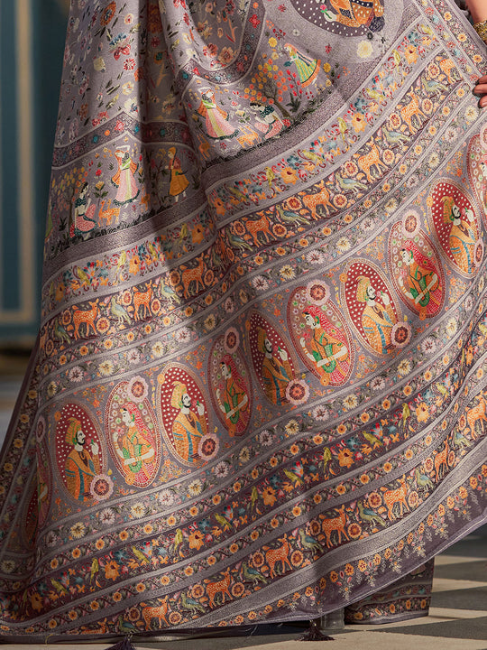 Black Pashmina Soft Silk Festive Wear Saree With Blouse Piece