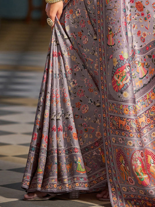 Black Pashmina Soft Silk Festive Wear Saree With Blouse Piece