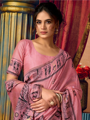 Modal Warli Work With Zhallar Banarasi Silk Saree