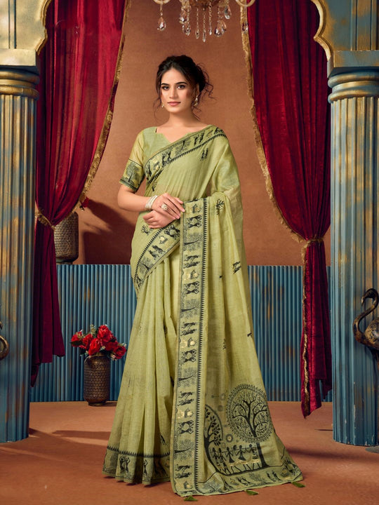 Modal Warli Work With Zhallar Banarasi Silk Saree