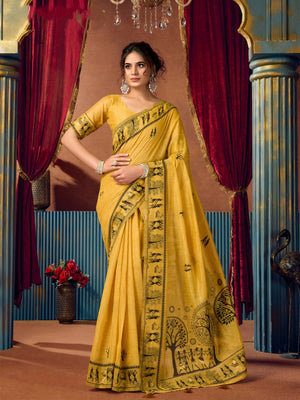 Modal Warli Work With Zhallar Banarasi Silk Saree