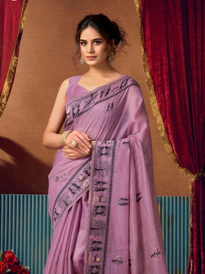 Modal Warli Work With Zhallar Banarasi Silk Saree