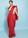 Red Cotton Saree With Blouse Piece