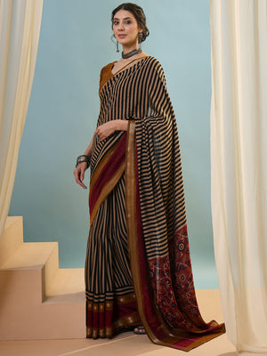 Mustard Pv Cotton Saree With Blouse Piece