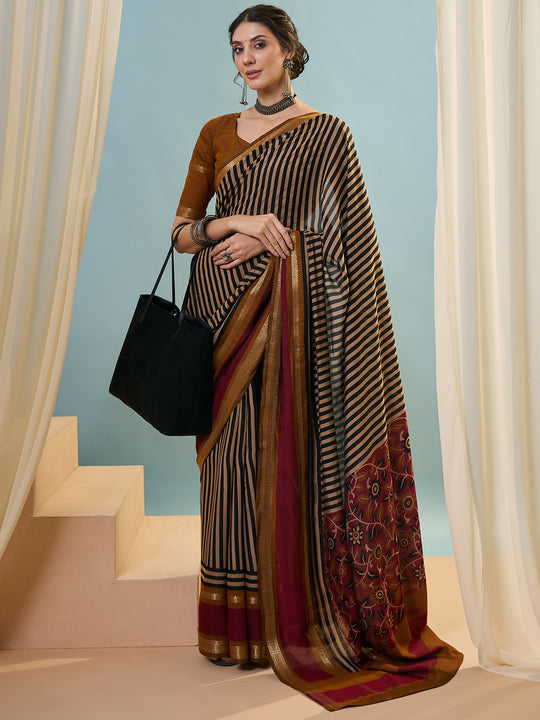Mustard Pv Cotton Saree With Blouse Piece