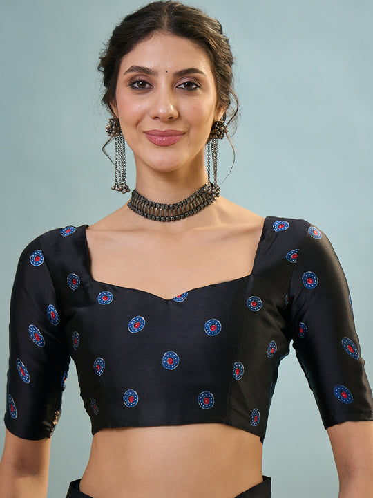 Black Semi Modal Saree With Blouse Piece