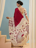 Red Semi Modal Saree With Blouse Piece