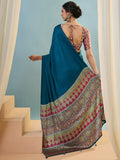 Blue Semi Modal Saree With Blouse Piece