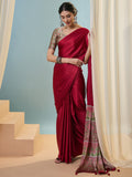 Red Semi Modal Saree With Blouse Piece