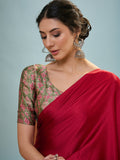 Red Semi Modal Saree With Blouse Piece