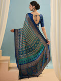 Blue Semi Modal Saree With Blouse Piece