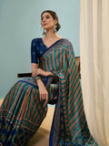 Blue Semi Modal Saree With Blouse Piece