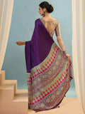 Purple Semi Modal Saree With Blouse Piece