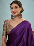 Purple Semi Modal Saree With Blouse Piece