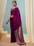 Wine Semi Modal Saree With Blouse Piece