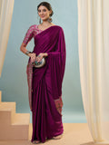 Wine Semi Modal Saree With Blouse Piece