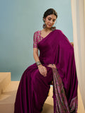 Wine Semi Modal Saree With Blouse Piece