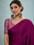 Wine Semi Modal Saree With Blouse Piece