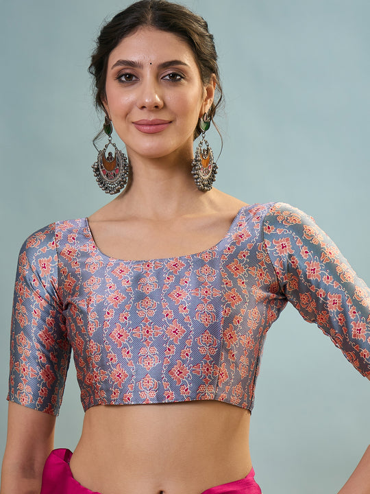 Pink Semi Modal Saree With Blouse Piece