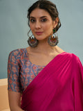Pink Semi Modal Saree With Blouse Piece