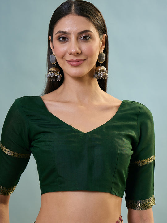 Red Pv Cotton Saree With Blouse Piece