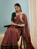 Red Pv Cotton Saree With Blouse Piece