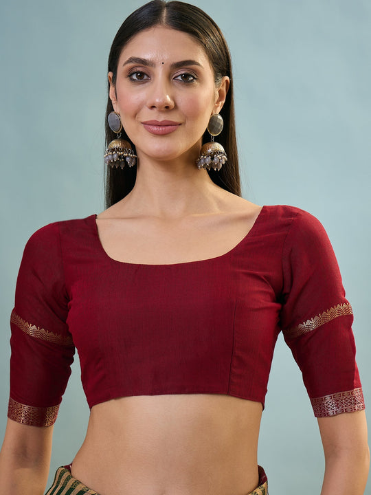 Green Pv Cotton Saree With Blouse Piece