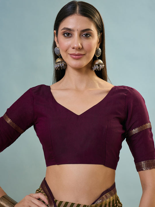 Green Pv Cotton Saree With Blouse Piece