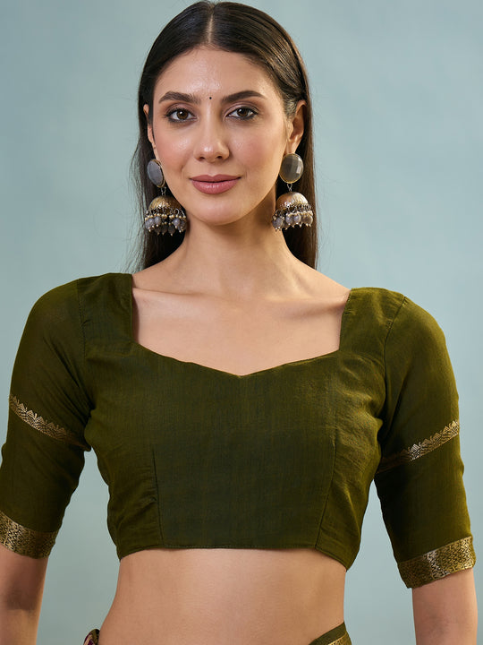 Wine Pv Cotton Saree With Blouse Piece