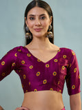 Wine Semi Modal Saree With Blouse Piece