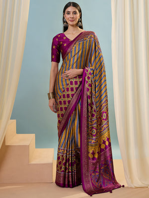 Wine Semi Modal Saree With Blouse Piece