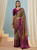 Wine Semi Modal Saree With Blouse Piece