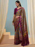Wine Semi Modal Saree With Blouse Piece