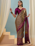 Wine Semi Modal Saree With Blouse Piece
