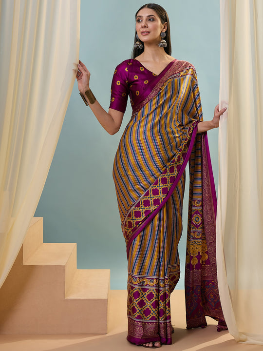 Wine Semi Modal Saree With Blouse Piece