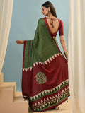 Green Semi Modal Saree With Blouse Piece