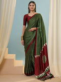 Green Semi Modal Saree With Blouse Piece