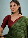 Green Semi Modal Saree With Blouse Piece