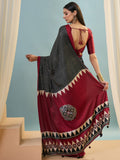 Black Semi Modal Saree With Blouse Piece