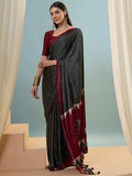 Black Semi Modal Saree With Blouse Piece
