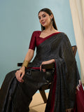Black Semi Modal Saree With Blouse Piece