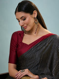 Black Semi Modal Saree With Blouse Piece