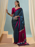 Blue Semi Modal Saree With Blouse Piece