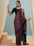Wine Semi Modal Saree With Blouse Piece